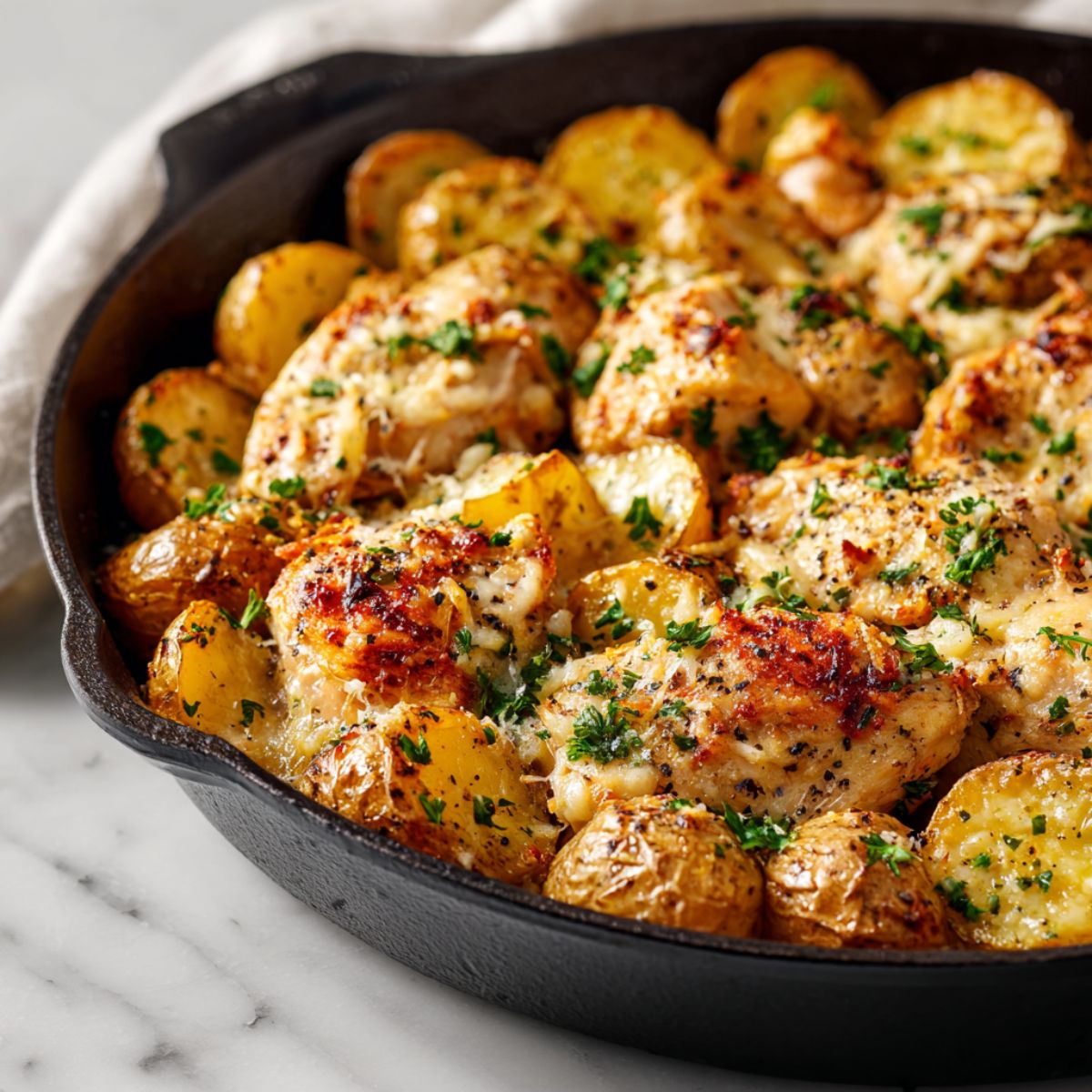 30 Best High-Protein Recipes (Easy Low-Calorie Meals) | Eati: [Garlic Chicken and Potatoes Skillet](/blog/garlic-chicken-and-potatoes-skillet-recipe) — illustration for this section